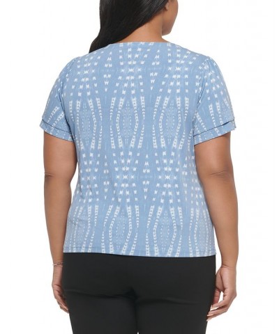 Plus Size Printed Tiered-Short-Sleeve Top Dusk Multi $25.95 Tops