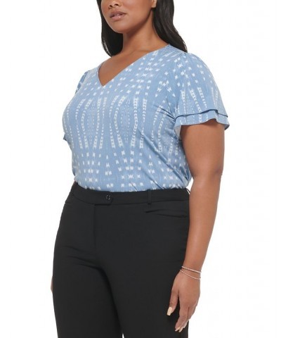 Plus Size Printed Tiered-Short-Sleeve Top Dusk Multi $25.95 Tops