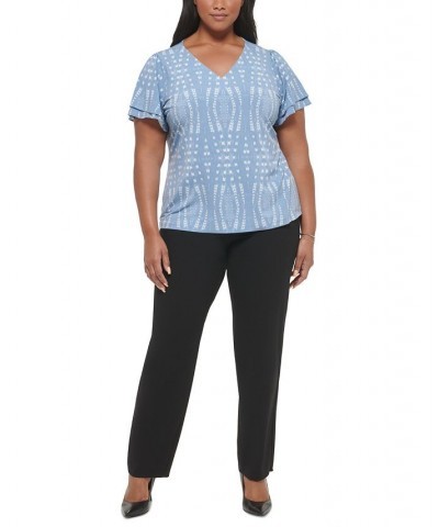 Plus Size Printed Tiered-Short-Sleeve Top Dusk Multi $25.95 Tops