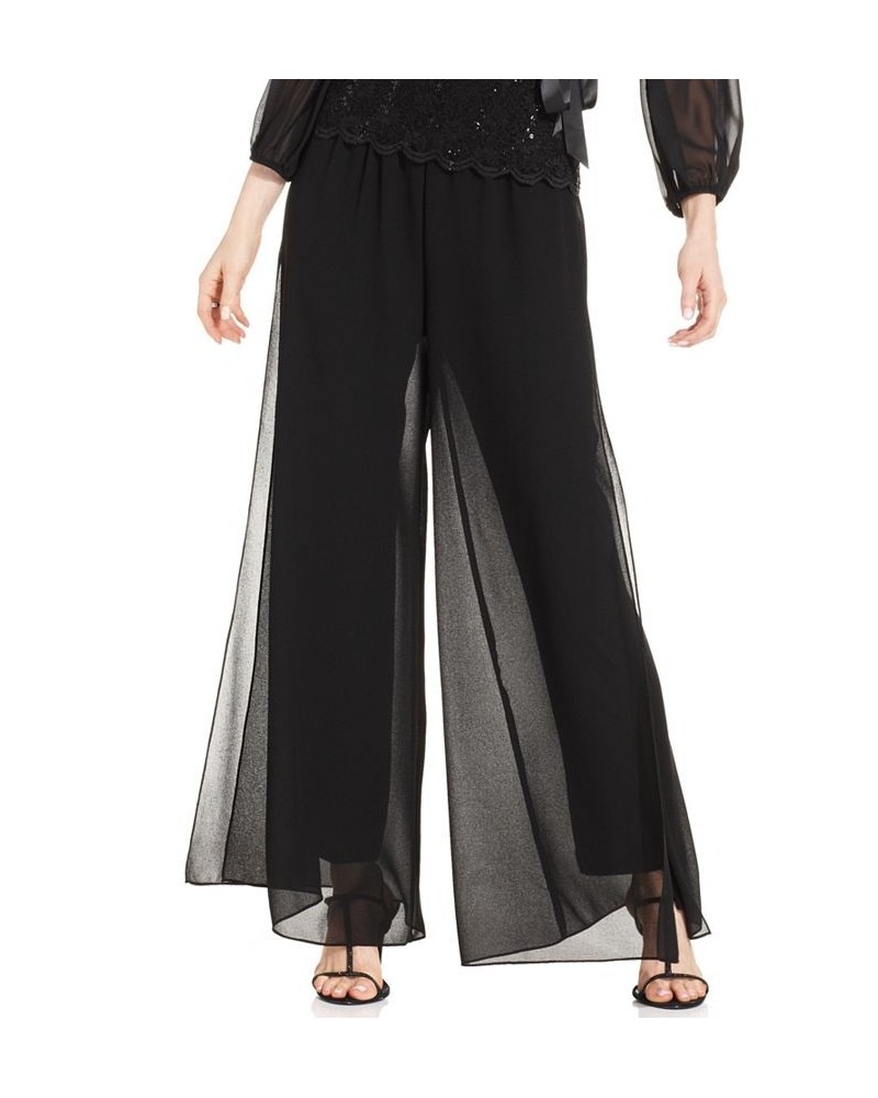 Petite Straight-Leg Overlay Pants Black $43.56 Pants