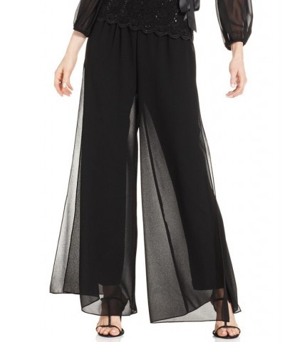 Petite Straight-Leg Overlay Pants Black $43.56 Pants