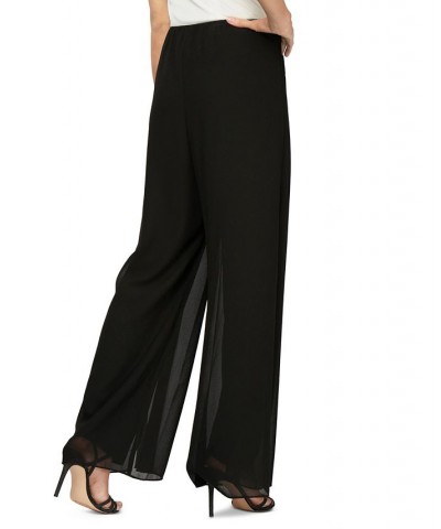 Petite Straight-Leg Overlay Pants Black $43.56 Pants