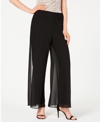 Petite Straight-Leg Overlay Pants Black $43.56 Pants