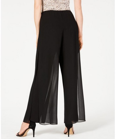 Petite Straight-Leg Overlay Pants Black $43.56 Pants