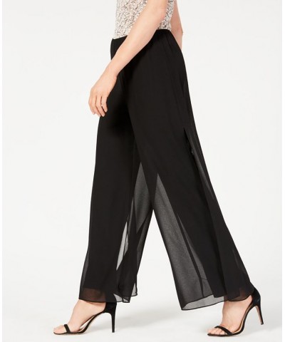 Petite Straight-Leg Overlay Pants Black $43.56 Pants