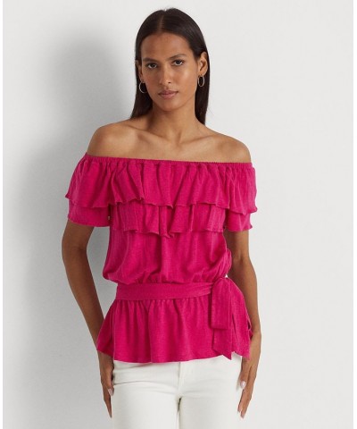 Women's Jersey Off-the-Shoulder Top Pink $51.25 Tops