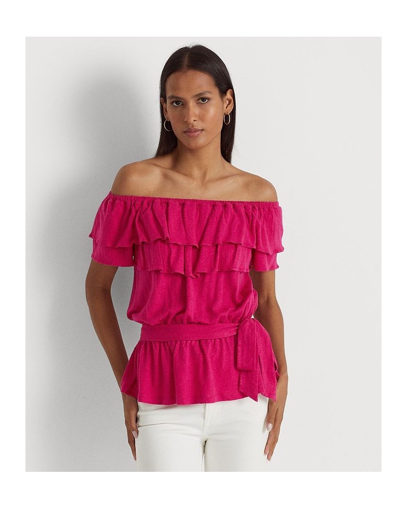 Women's Jersey Off-the-Shoulder Top Pink $51.25 Tops