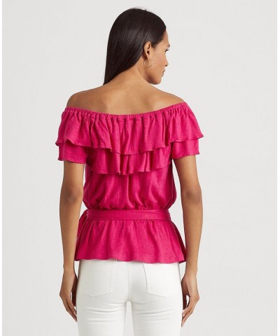 Women's Jersey Off-the-Shoulder Top Pink $51.25 Tops