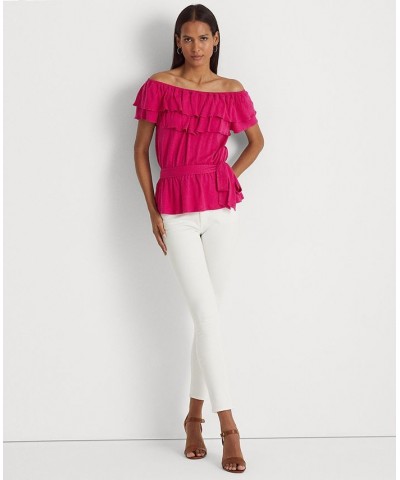 Women's Jersey Off-the-Shoulder Top Pink $51.25 Tops