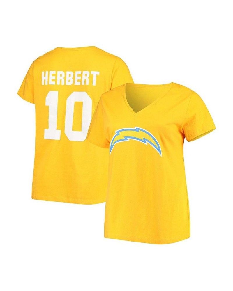 Women's Plus Size Justin Herbert Gold-Tone Los Angeles Chargers Name Number V-Neck T-shirt Gold-Tone $21.60 Tops