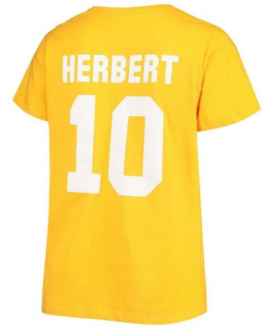 Women's Plus Size Justin Herbert Gold-Tone Los Angeles Chargers Name Number V-Neck T-shirt Gold-Tone $21.60 Tops