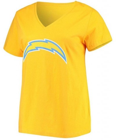 Women's Plus Size Justin Herbert Gold-Tone Los Angeles Chargers Name Number V-Neck T-shirt Gold-Tone $21.60 Tops