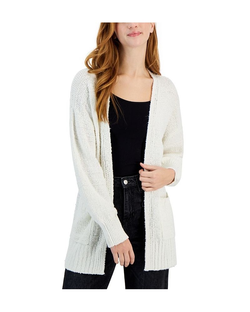 Juniors' Boucle Long-Sleeve Cardigan Sweater Winter White $15.00 Sweaters