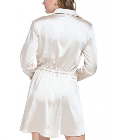 Women's X-Fit Satin Twist-Front Mini Dress Whisper White $67.05 Dresses