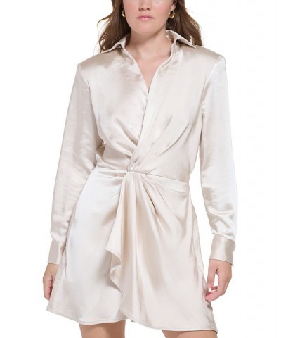 Women's X-Fit Satin Twist-Front Mini Dress Whisper White $67.05 Dresses