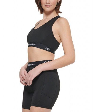 Women's Medium-Impact V-Neck Racerback Sports Bra Black $18.77 Bras