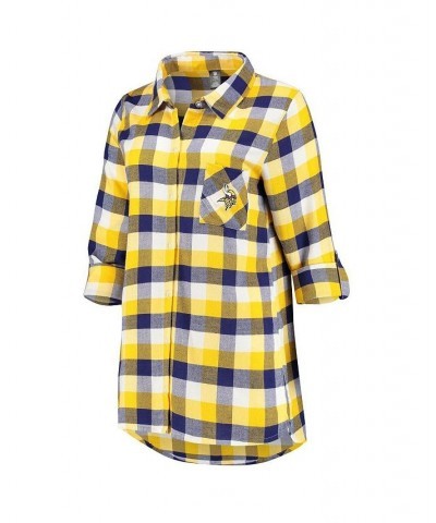 Women's Purple Gold Minnesota Vikings Button-Up Breakout Flannel Nightshirt Purple, Gold $34.79 Pajama