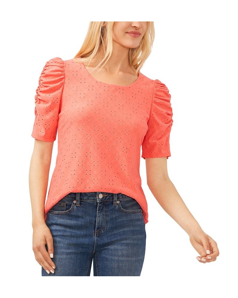 Women's Eyelet-Embroidered Top Orange $26.24 Tops