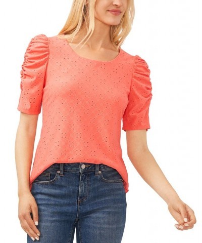 Women's Eyelet-Embroidered Top Orange $26.24 Tops