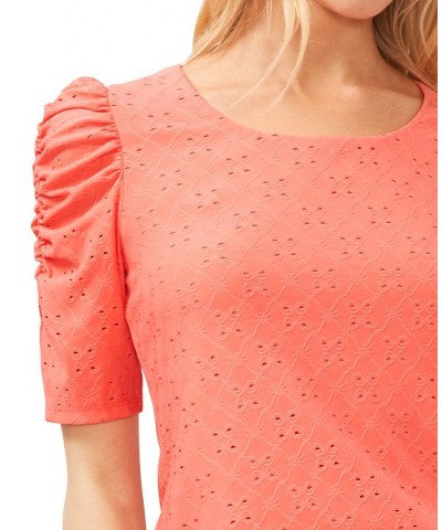 Women's Eyelet-Embroidered Top Orange $26.24 Tops