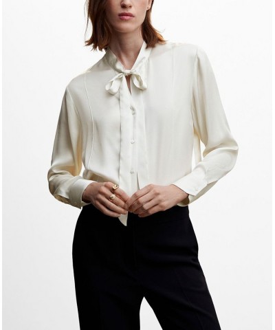 Women's Tie-Neck Blouse Off White $47.69 Tops