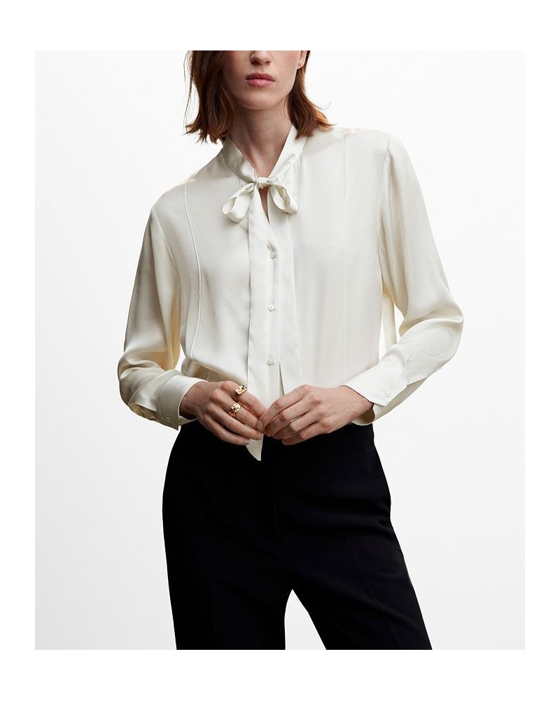 Women's Tie-Neck Blouse Off White $47.69 Tops