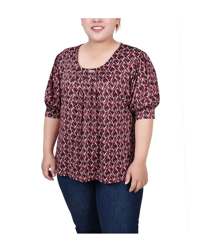 Plus Size Short Sleeve Balloon Sleeve Top Estate Blue Snowpop $13.80 Tops