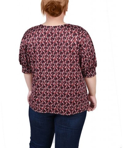 Plus Size Short Sleeve Balloon Sleeve Top Estate Blue Snowpop $13.80 Tops