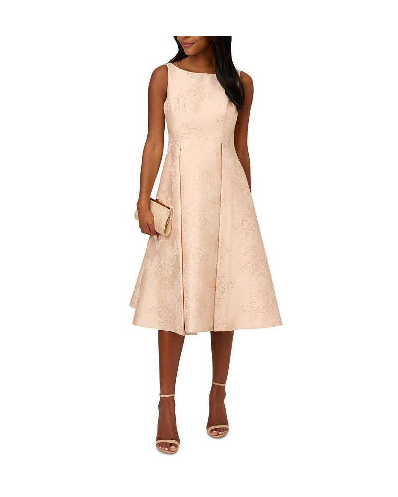 Women's Jacquard Boat Neck Sleeveless Fit & Flare Dress Ginger Biscuit $113.96 Dresses