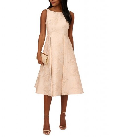 Women's Jacquard Boat Neck Sleeveless Fit & Flare Dress Ginger Biscuit $113.96 Dresses