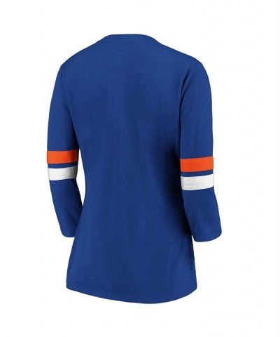 Women's Blue New York Knicks Iconic Prolific Modern Three-Fourth-Sleeve T-shirt Blue $23.39 Tops