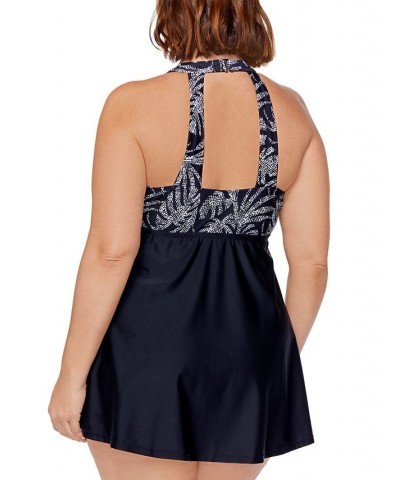 Plus Size Underwire H-Back Swimdress Black/White $45.00 Swimsuits