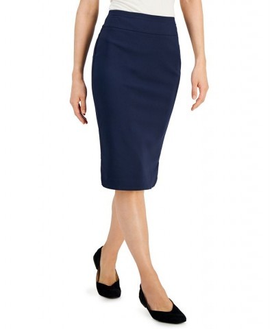 Women's Side-Slit Pencil Skirt Blue $16.70 Skirts