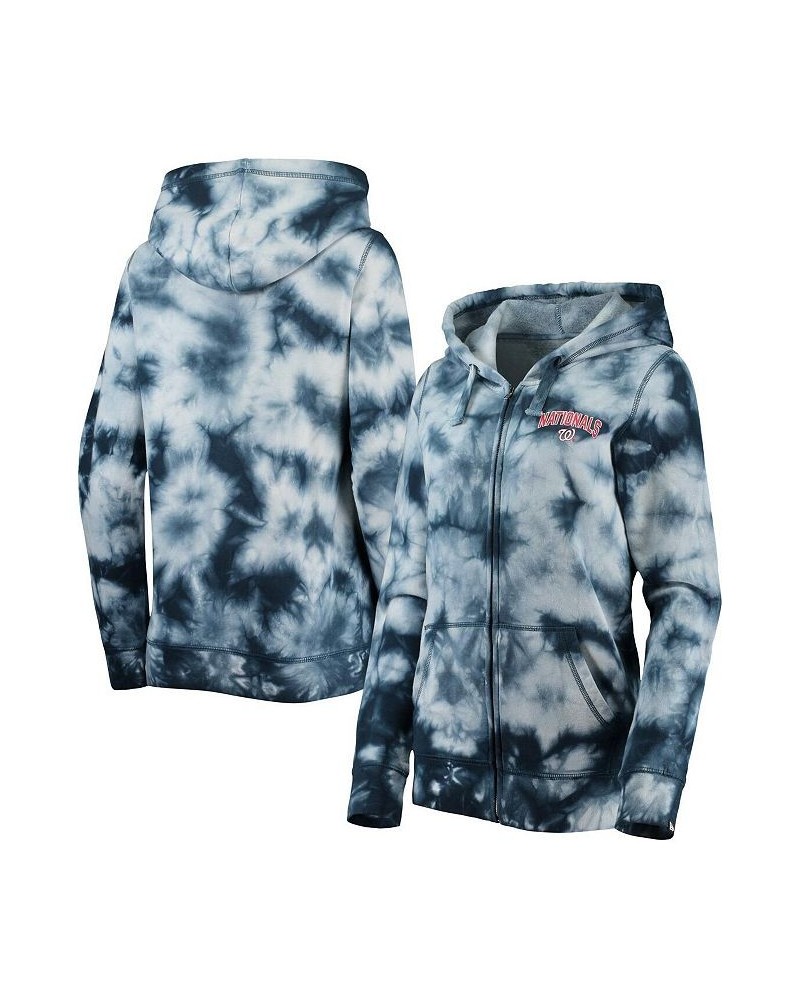 Women's Navy Washington Nationals Tie-Dye Full-Zip Hoodie Navy $36.00 Sweatshirts