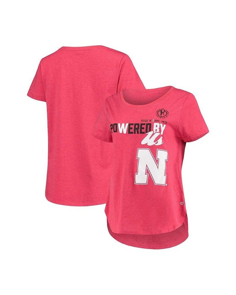 Women's Heathered Scarlet Nebraska Huskers PoWered By Title IX T-shirt Heathered Scarlet $16.45 Tops