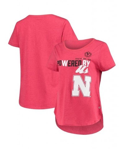 Women's Heathered Scarlet Nebraska Huskers PoWered By Title IX T-shirt Heathered Scarlet $16.45 Tops