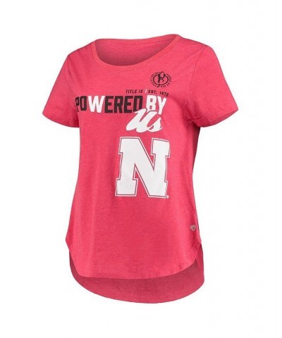 Women's Heathered Scarlet Nebraska Huskers PoWered By Title IX T-shirt Heathered Scarlet $16.45 Tops