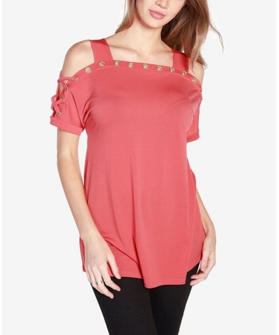 Women's Cold-Shoulder Top Coral Crush $17.84 Tops