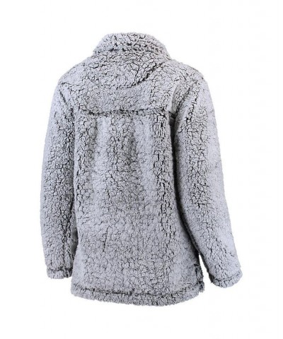 Women's Gray Houston Cougars Sherpa Super Soft Quarter Zip Pullover Jacket Gray $32.25 Jackets