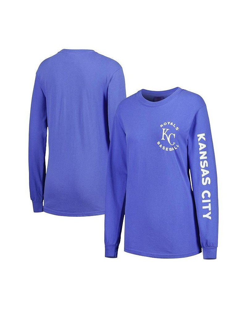 Women's Royal Kansas City Royals Team Pigment Dye Long Sleeve T-shirt Royal $24.60 Tops