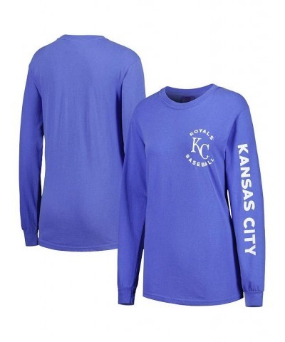 Women's Royal Kansas City Royals Team Pigment Dye Long Sleeve T-shirt Royal $24.60 Tops