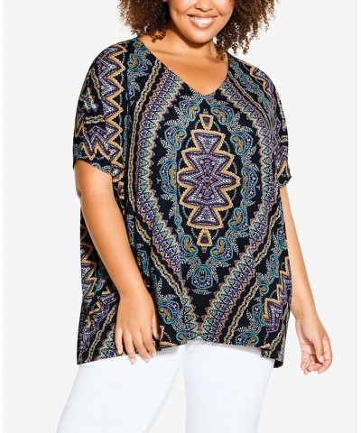 Plus Size Sierra Scarf Top Blues $30.24 Tops