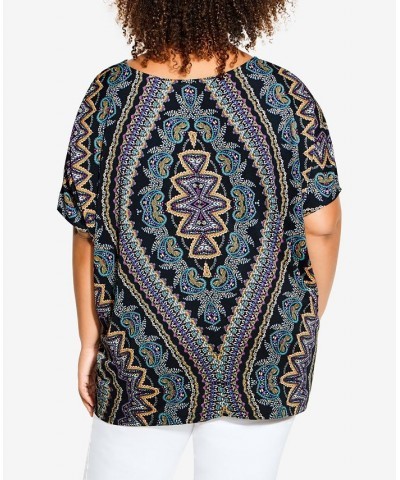 Plus Size Sierra Scarf Top Blues $30.24 Tops