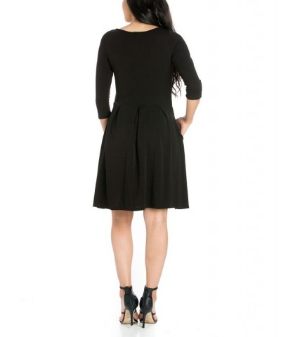 Women's Perfect Fit and Flare Pocket Dress Black $18.00 Dresses