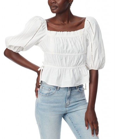 Women's Square-Neck Peplum Blouse Bright White $28.89 Tops