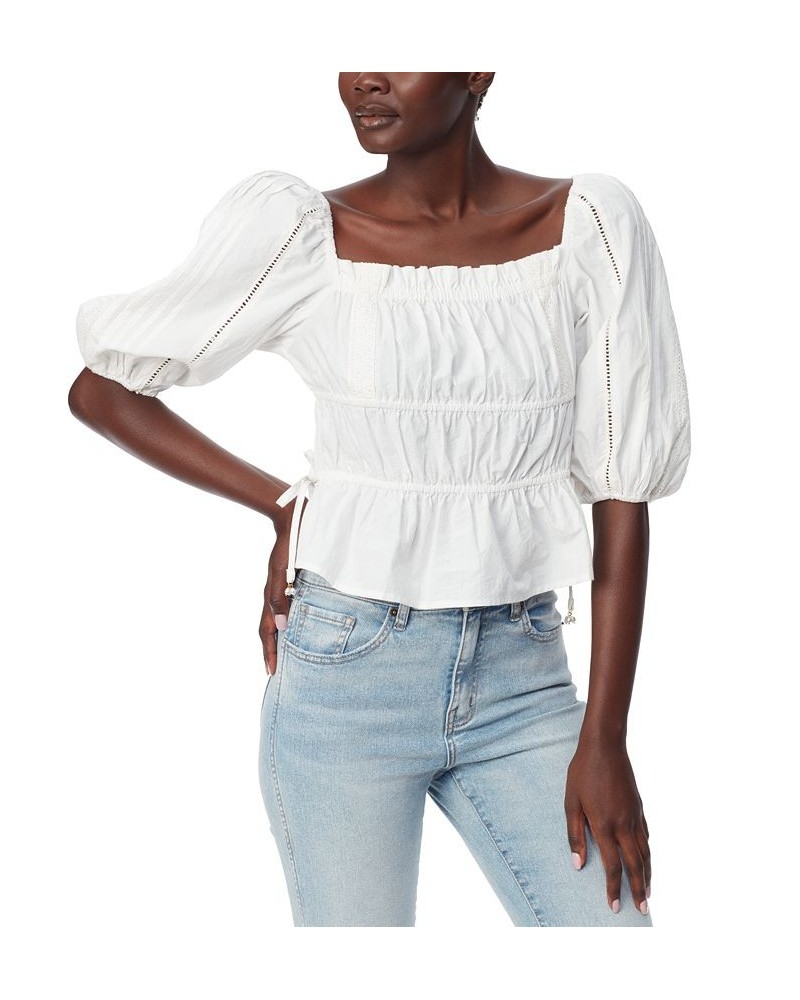 Women's Square-Neck Peplum Blouse Bright White $28.89 Tops