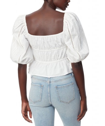 Women's Square-Neck Peplum Blouse Bright White $28.89 Tops