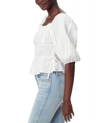 Women's Square-Neck Peplum Blouse Bright White $28.89 Tops