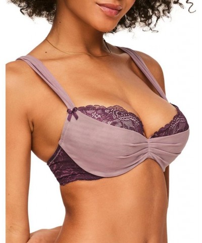 Clairabelle Women's Push Up Demi Bra Purple $32.97 Bras