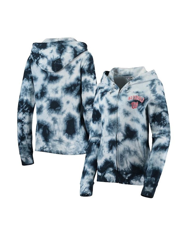 Women's Navy Washington Nationals Tie-Dye Fleece Full-Zip Hoodie Navy $32.80 Sweatshirts